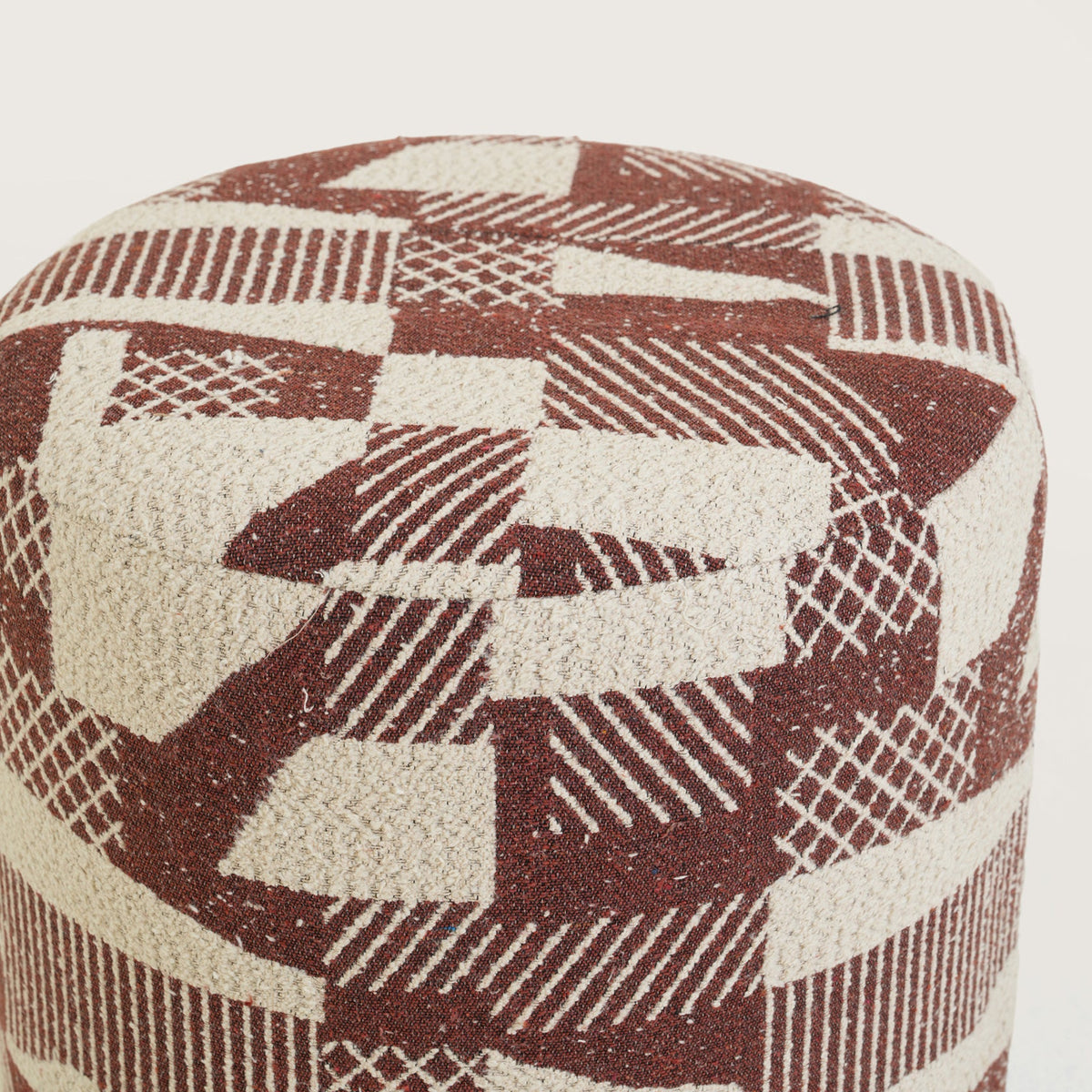Pattern Printed Ottomans Footstools Burgundy & Cream