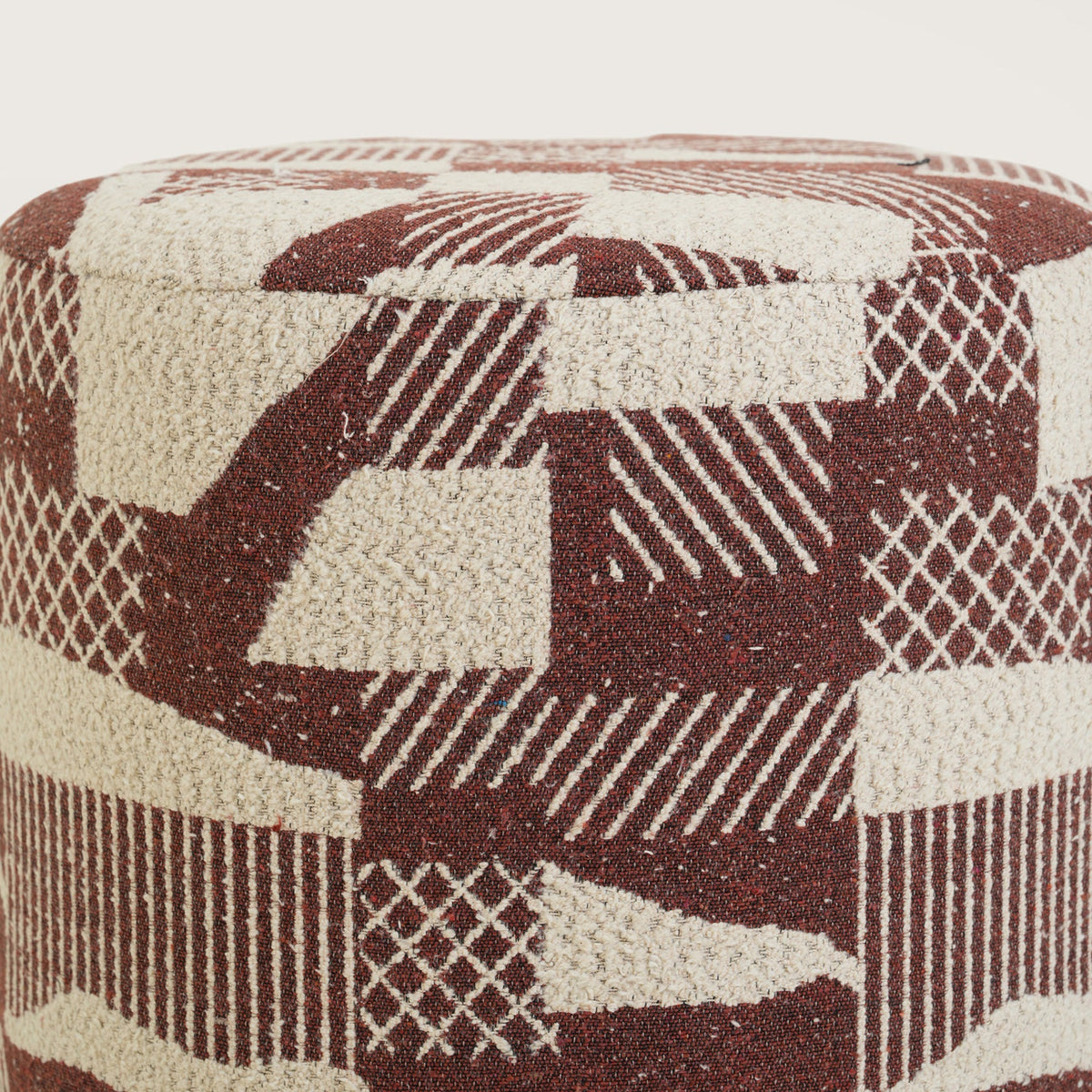 Pattern Printed Ottomans Footstools Burgundy & Cream