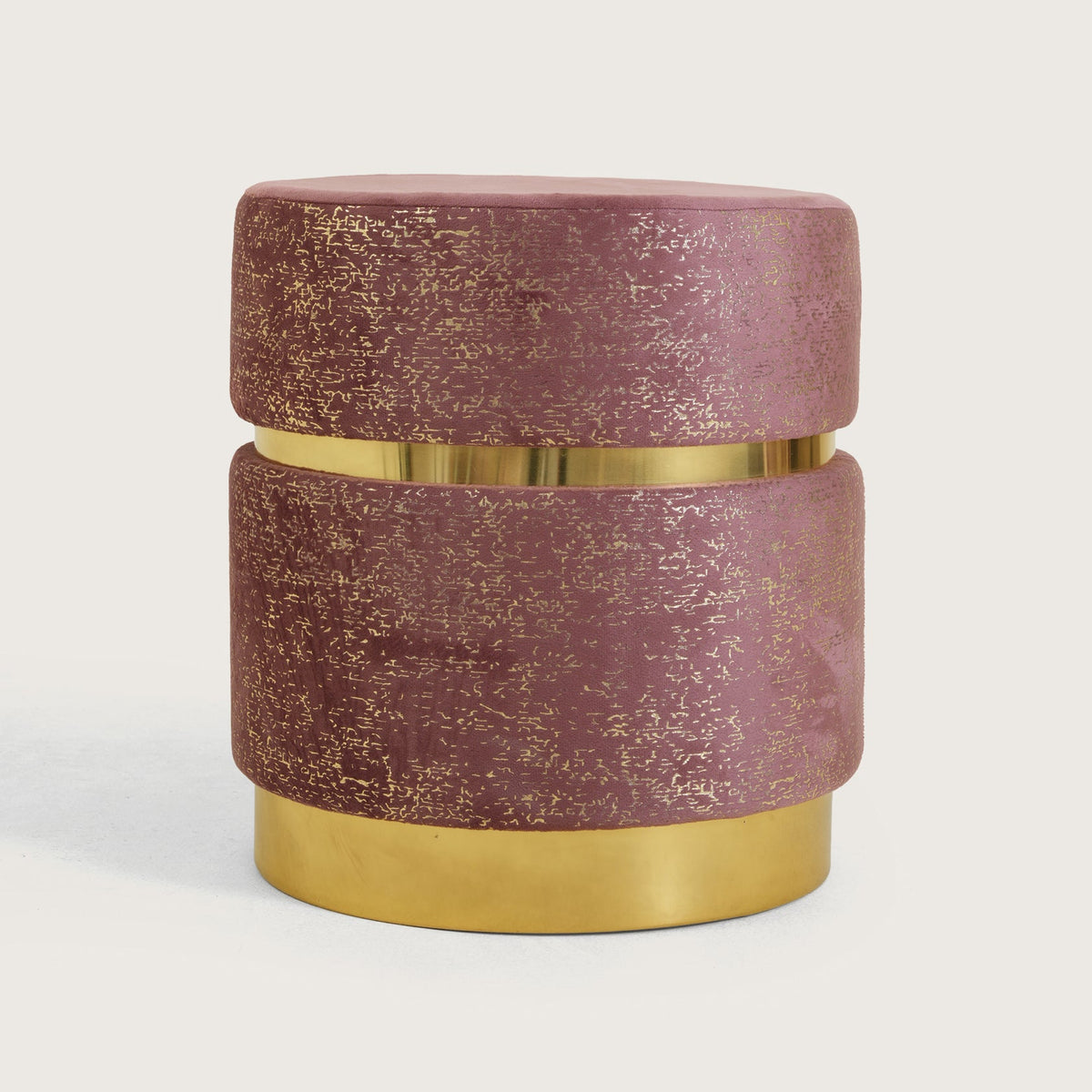 Luxury Accent Velvet Finish & Metallic Gold Detailing Ottomans Footstools | Pouffe | Pink