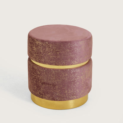 Luxury Accent Velvet Finish & Metallic Gold Detailing Ottomans Footstools | Pouffe | Pink