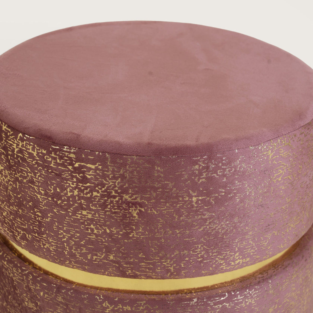 Luxury Accent Velvet Finish & Metallic Gold Detailing Ottomans Footstools | Pouffe | Pink