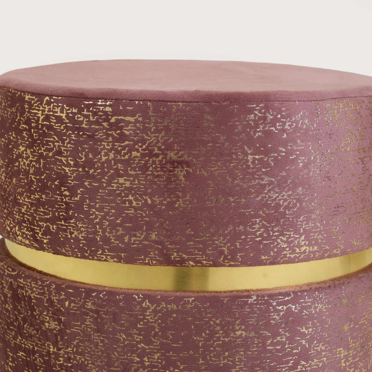 Luxury Accent Velvet Finish & Metallic Gold Detailing Ottomans Footstools | Pouffe | Pink