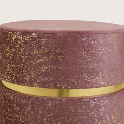 Luxury Accent Velvet Finish & Metallic Gold Detailing Ottomans Footstools | Pouffe | Pink