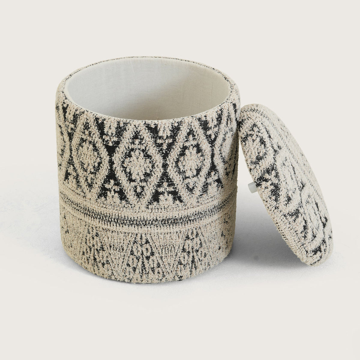 Boho Woven Pattern Ottomans Footstools | Pouffe | Hidden Storage | Removable Lid
