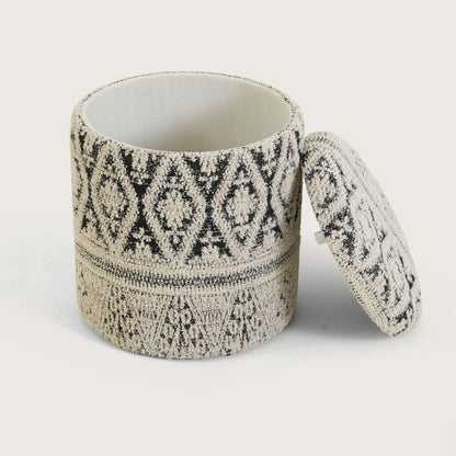 Boho Woven Pattern Ottomans Footstools | Pouffe | Hidden Storage | Removable Lid
