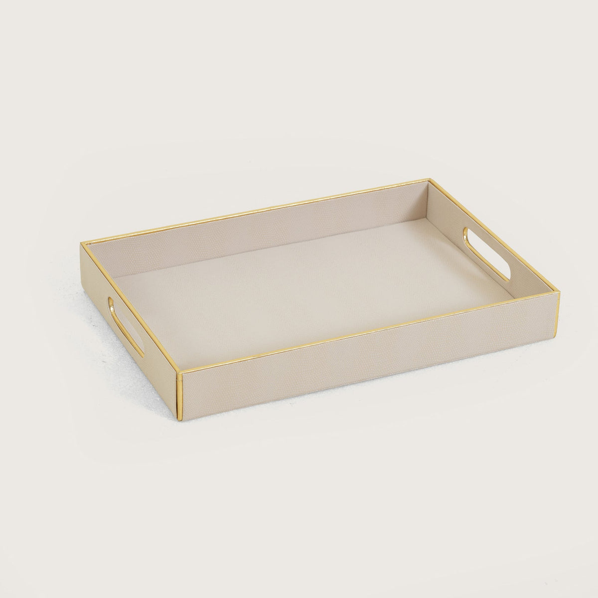 Leather Serving Tray with Gold Trim - Large