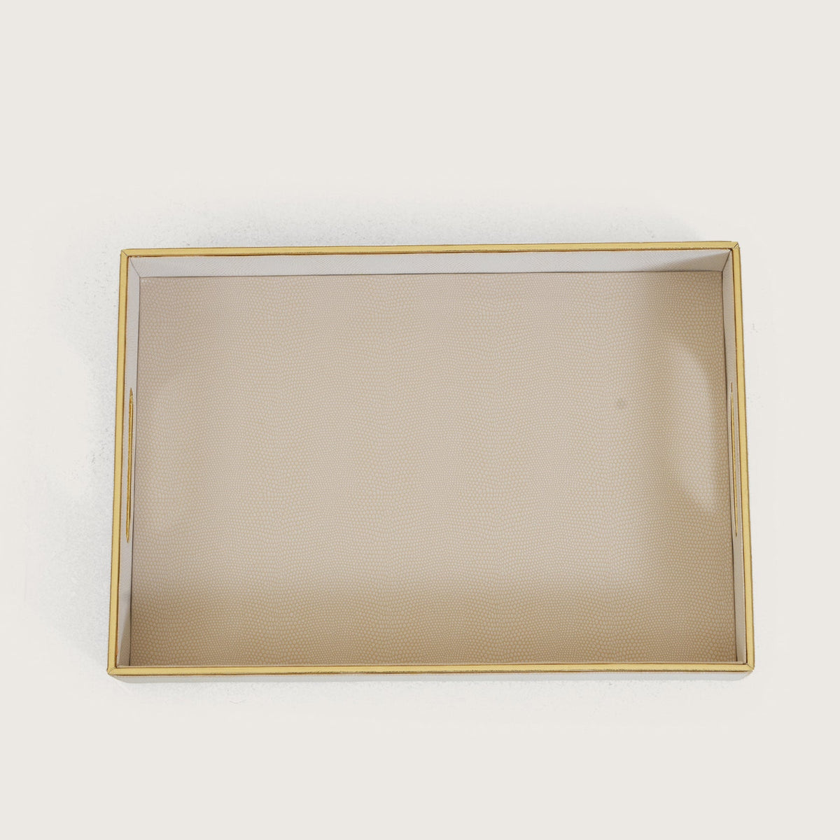 Leather Serving Tray with Gold Trim - Large