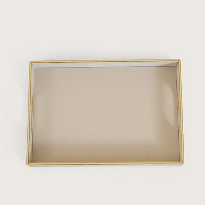 Leather Serving Tray with Gold Trim - Large