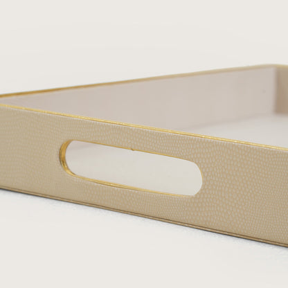Leather Serving Tray with Gold Trim - Large