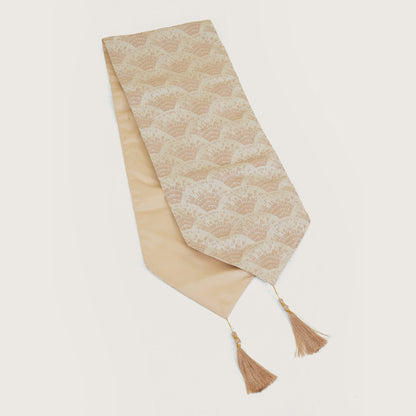Decorative Table Runner with Tassels - Beige