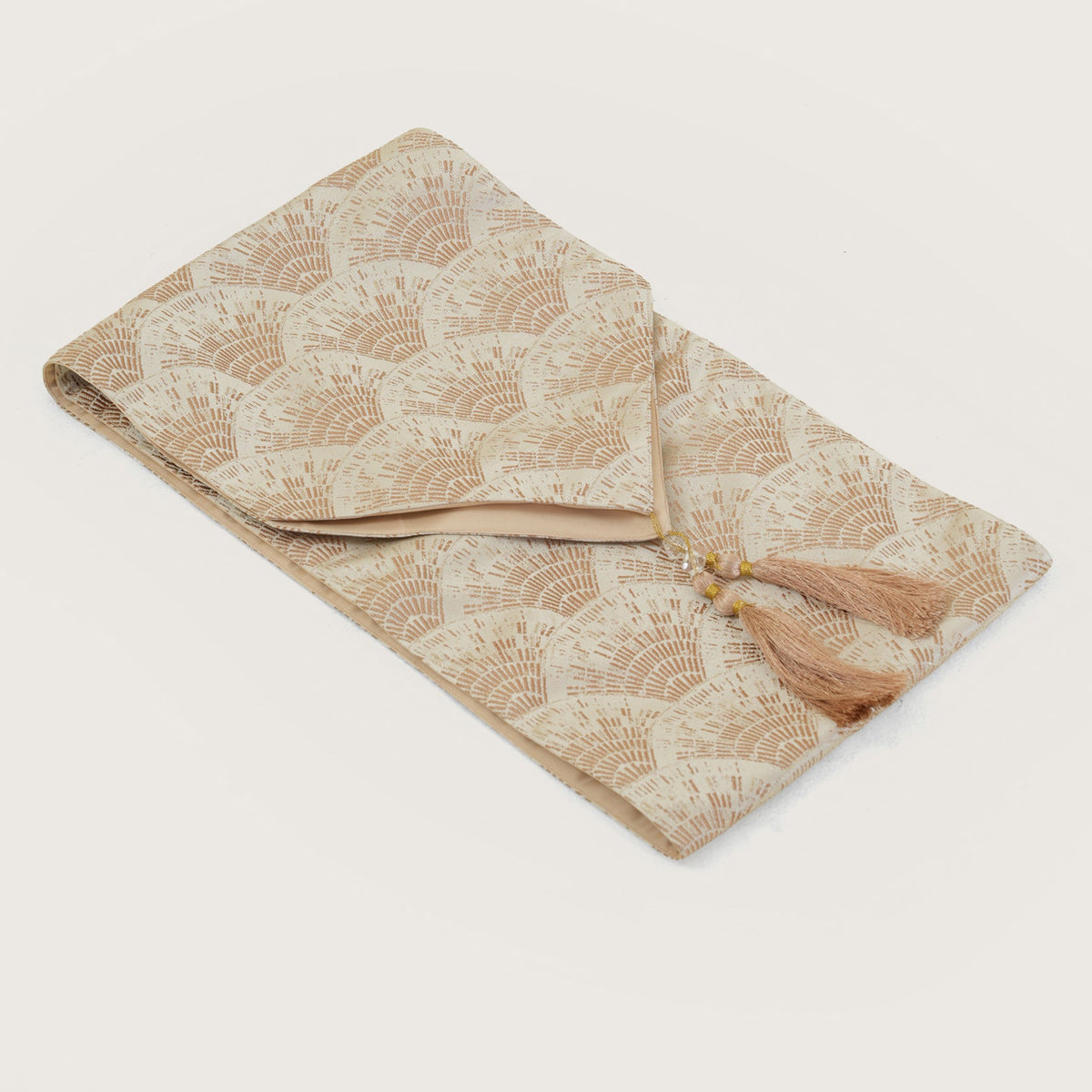 Decorative Table Runner with Tassels - Beige
