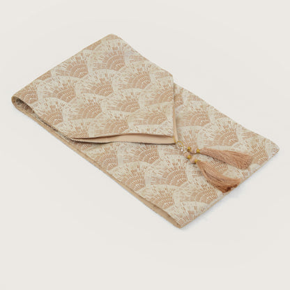 Decorative Table Runner with Tassels - Beige