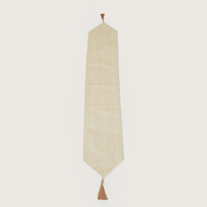 Decorative Table Runner with Tassels - Beige