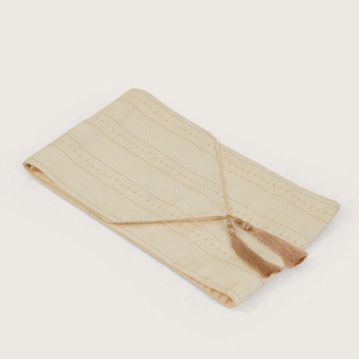 Decorative Table Runner with Tassels - Beige