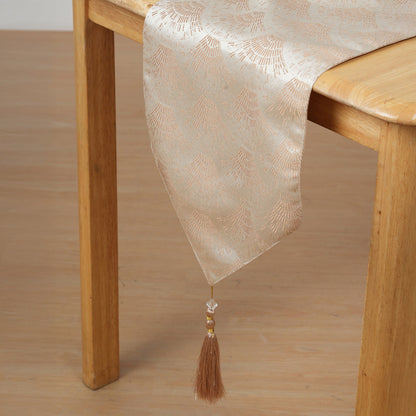 Decorative Table Runner with Tassels - Beige