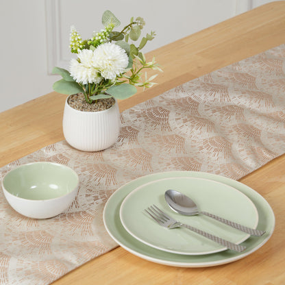 Decorative Table Runner with Tassels - Beige