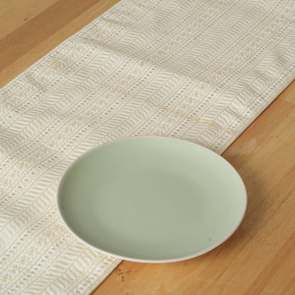 Decorative Table Runner with Tassels - Beige