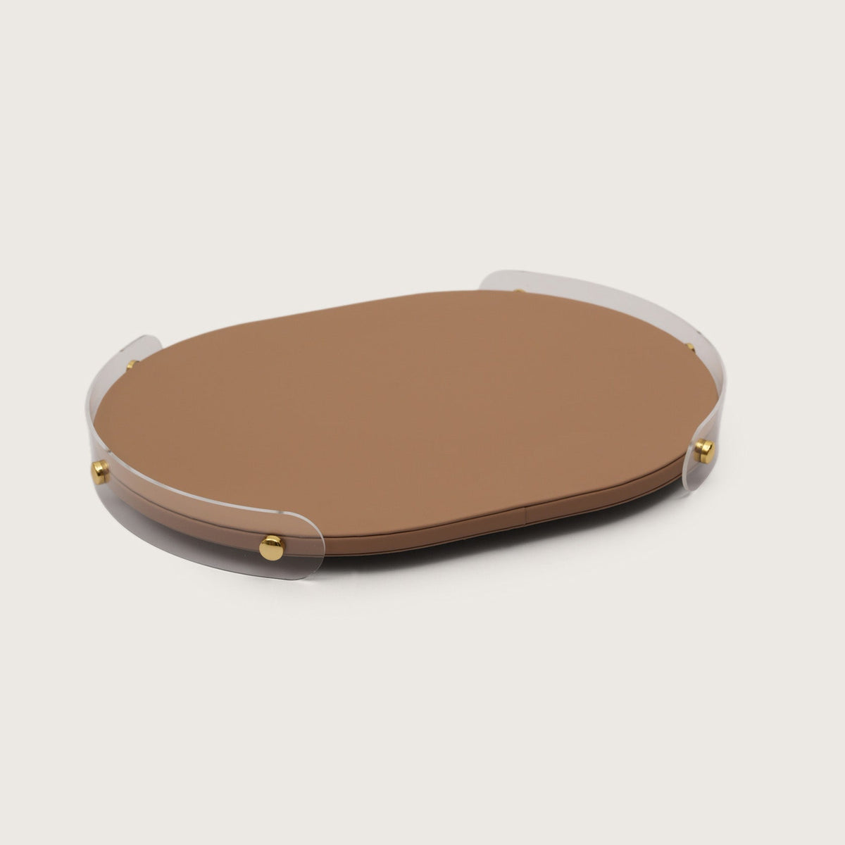 Luxe Oval Tray With Brown Accent - Large