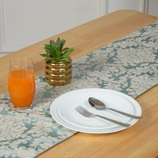 Decorative Table Runner with Tassels - Green