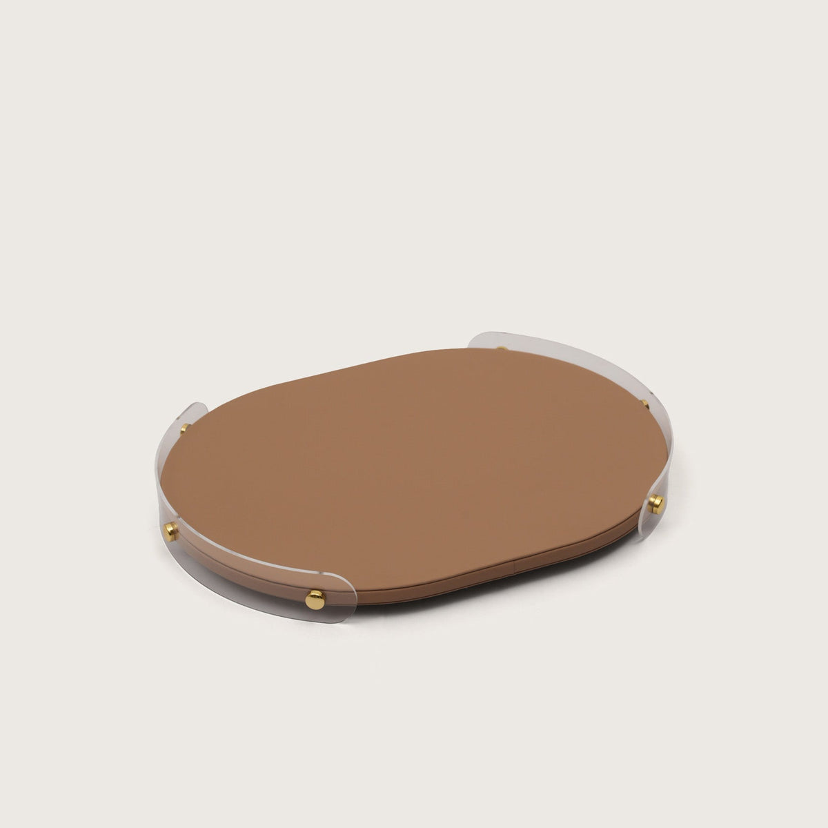 Luxe Oval Tray With Brown Accent - Large