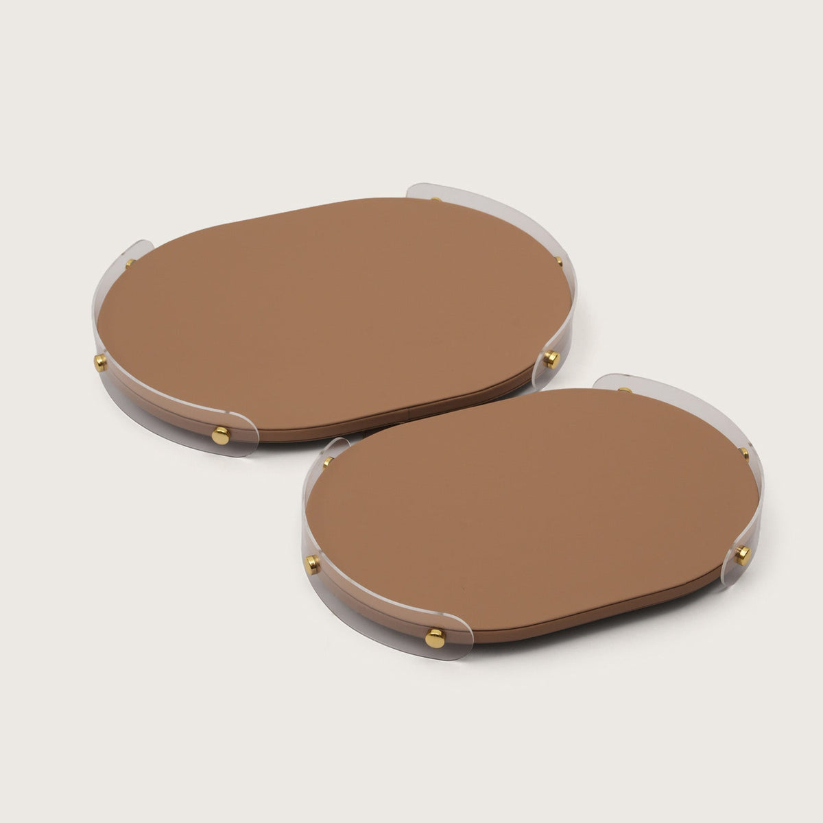 Luxe Oval Tray With Brown Accent - Large
