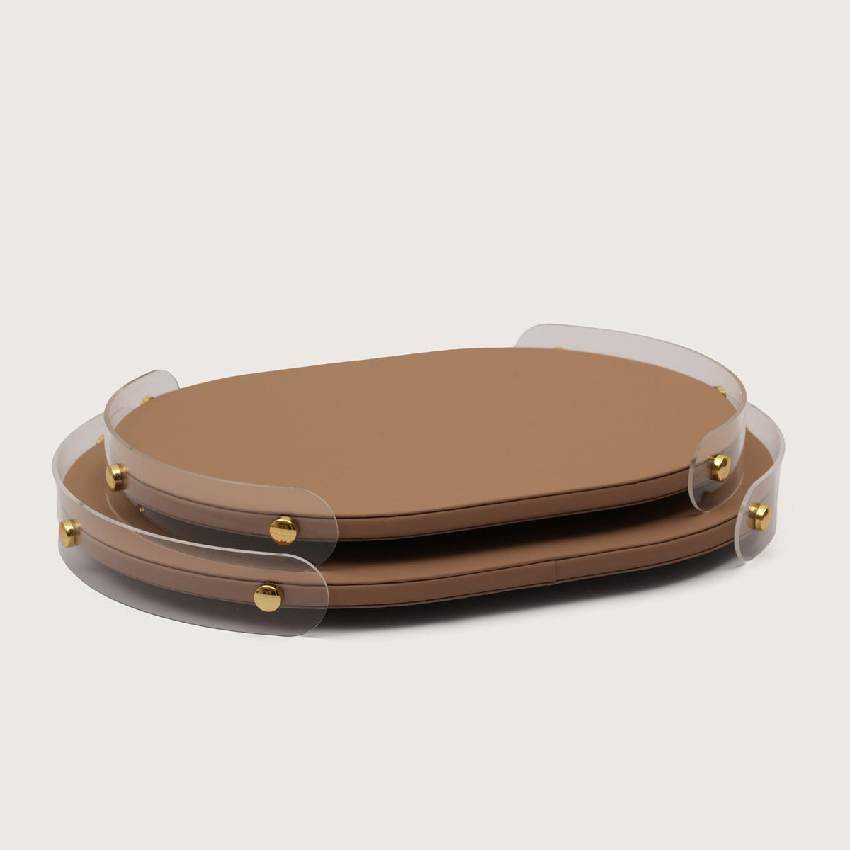Luxe Oval Tray With Brown Accent - Medium