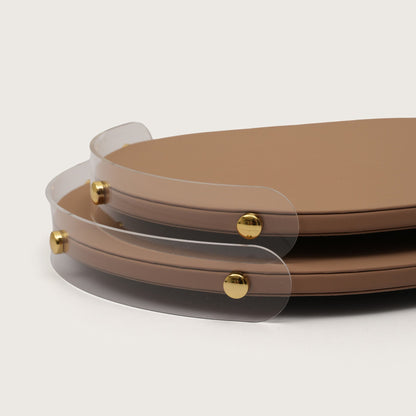 Luxe Oval Tray With Brown Accent - Medium