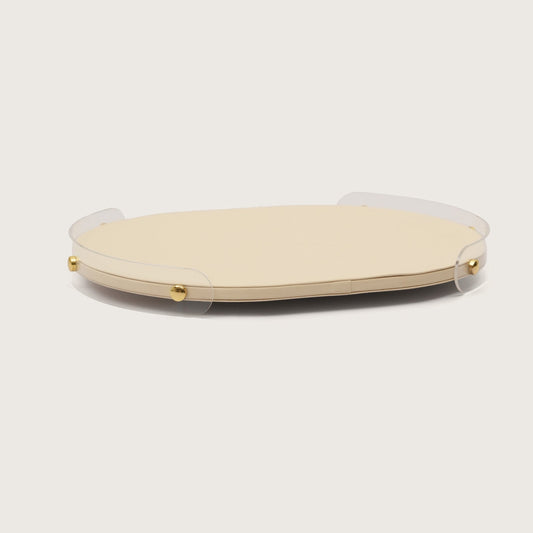 Luxe Oval Tray With Beige Accent - Large