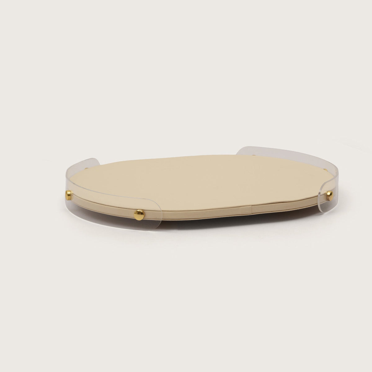 Luxe Oval Tray With Beige Accent - Large