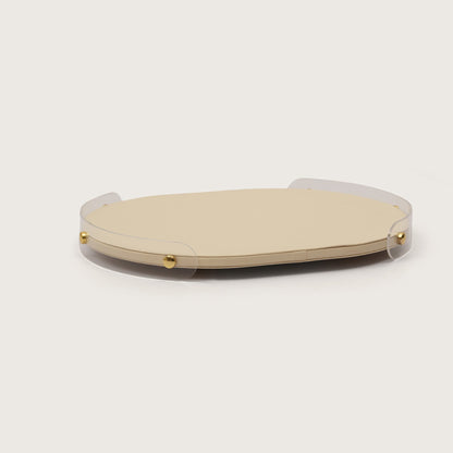 Luxe Oval Tray With Beige Accent - Medium