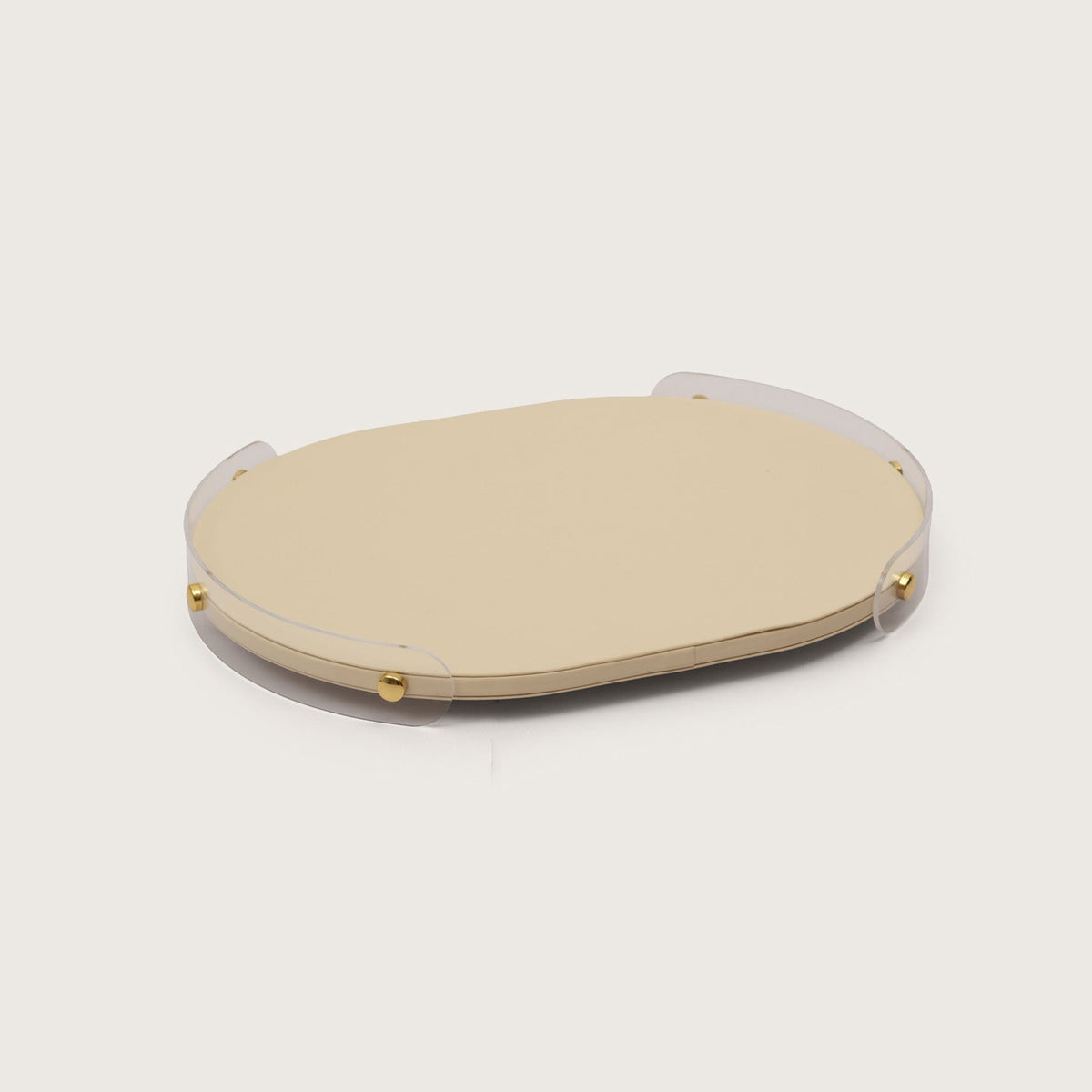 Luxe Oval Tray With Beige Accent - Medium