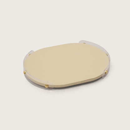 Luxe Oval Tray With Beige Accent - Large