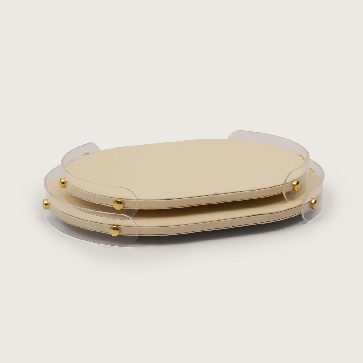 Luxe Oval Tray With Beige Accent - Medium