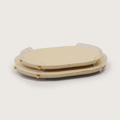 Luxe Oval Tray With Beige Accent - Medium
