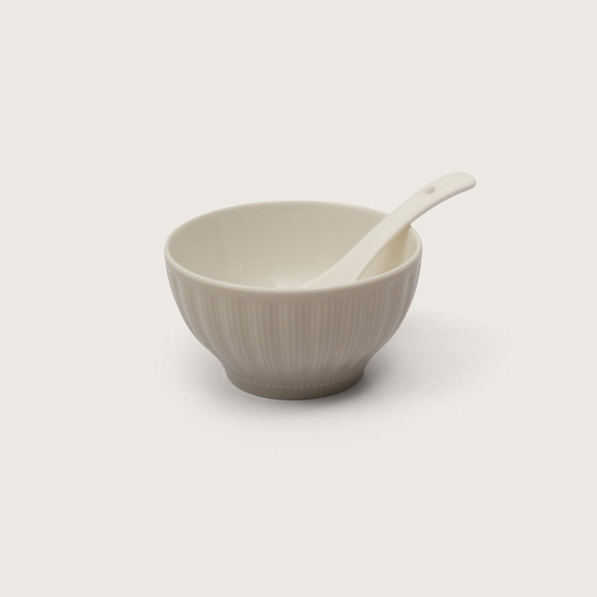 Ribbed Soup Bowls with Spoons: Set of 4
