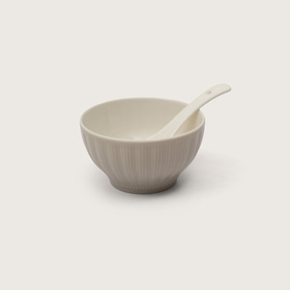 Ribbed Soup Bowls with Spoons: Set of 4