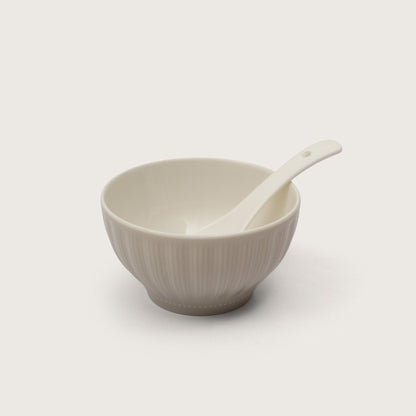 Ribbed Soup Bowls with Spoons: Set of 4
