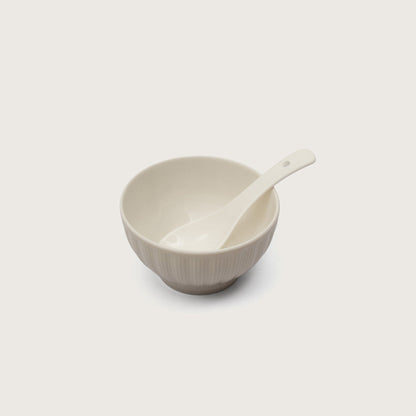 Ribbed Soup Bowls with Spoons: Set of 4