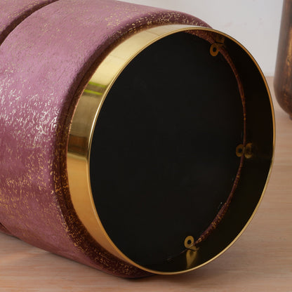 Luxury Accent Velvet Finish & Metallic Gold Detailing Ottomans Footstools | Pouffe | Pink