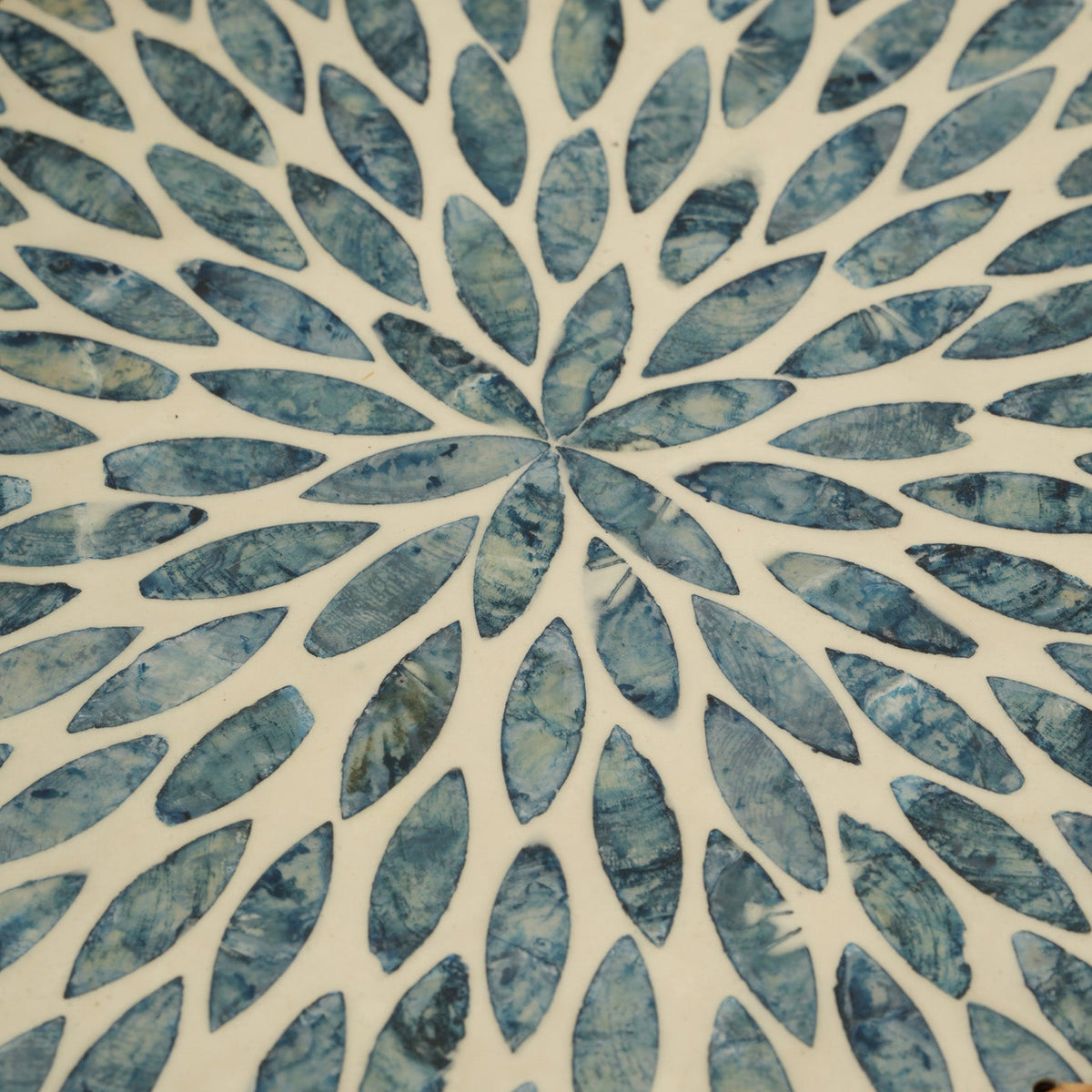 Rectangular Stone Art Tray with Blue Petal - Medium