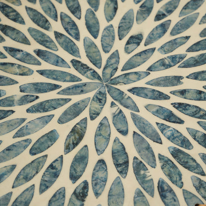 Rectangular Stone Art Tray with Blue Petal - Medium