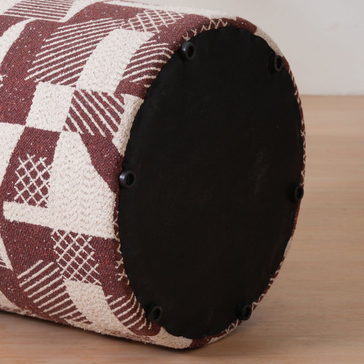 Pattern Printed Ottomans Footstools Burgundy & Cream
