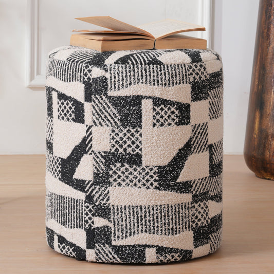 Pattern Printed Ottomans Footstools Black & White