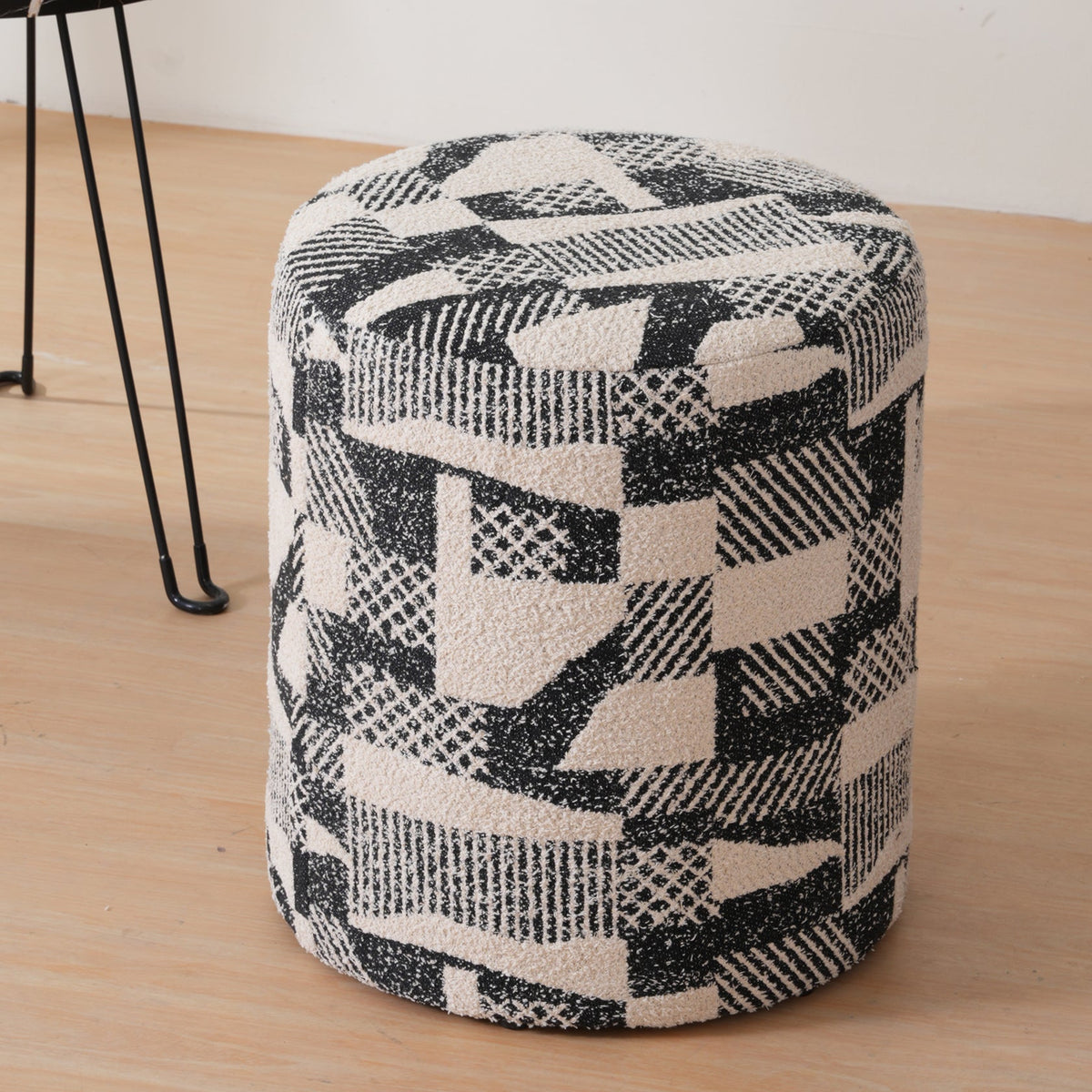 Pattern Printed Ottomans Footstools Black & White