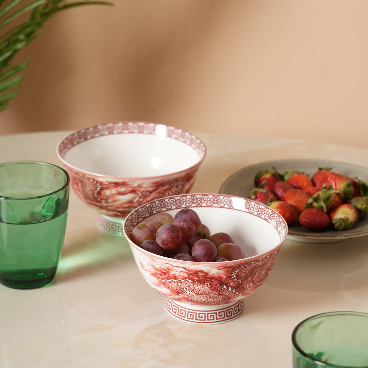 Royal Red Dragon Soup Bowl - Set of 2