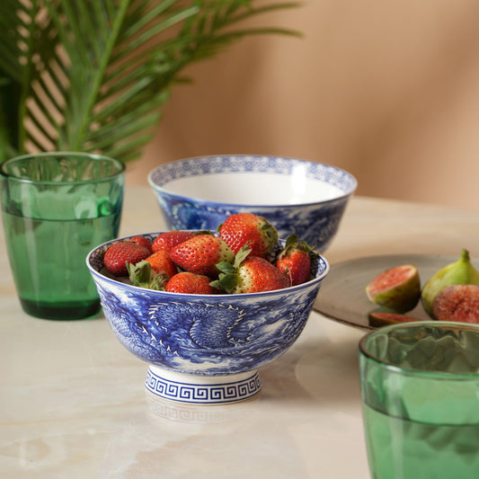Royal Blue Dragon Soup Bowl - Set of 2