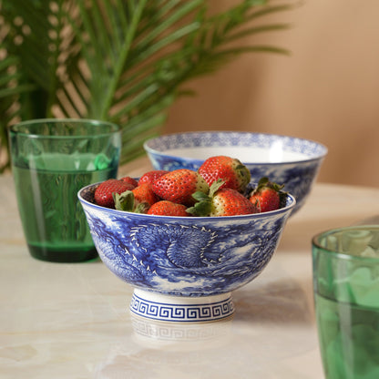 Royal Blue Dragon Soup Bowl - Set of 2