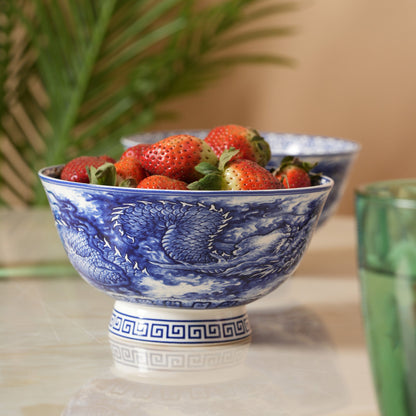 Royal Blue Dragon Soup Bowl - Set of 2