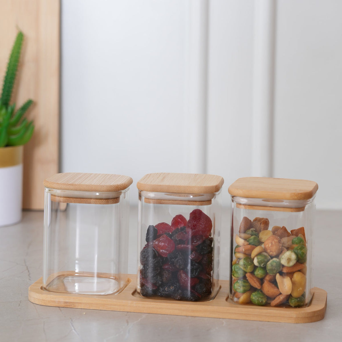 Glass Jar Containers with Tray