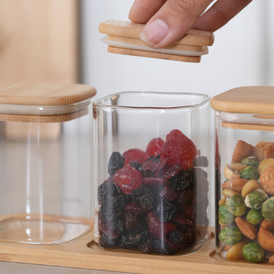 Glass Jar Containers with Tray